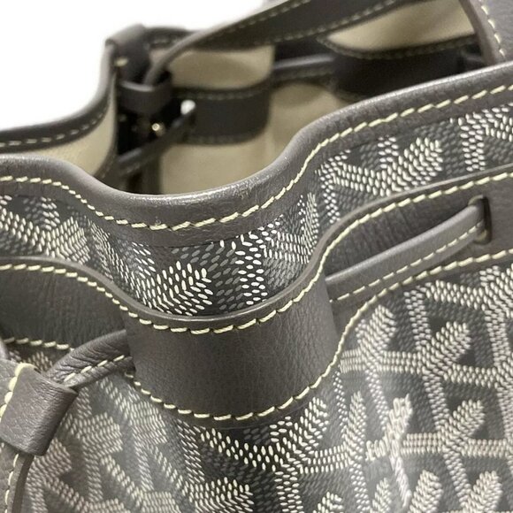 GOYARD Petit Flot Bucket Bag Gray Coated Canvas Leather Shoulder Bag 2338-101424 - Picture 9 of 14